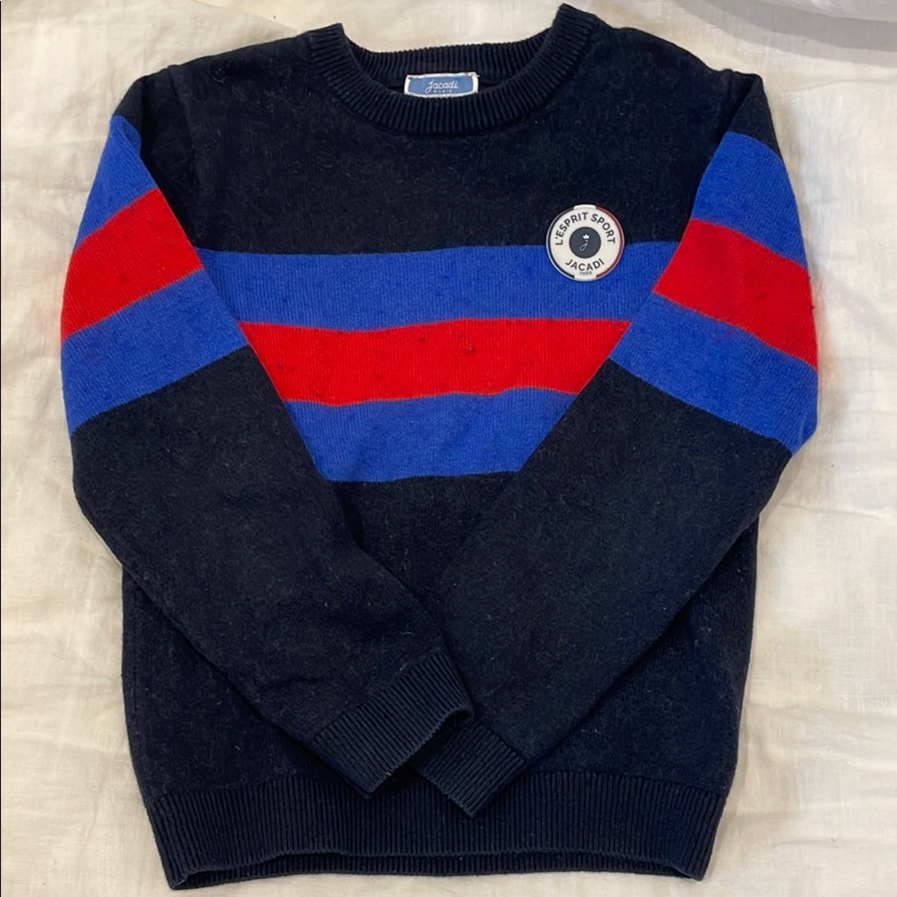 Jacadi Blue and Red Color-Block Sweater